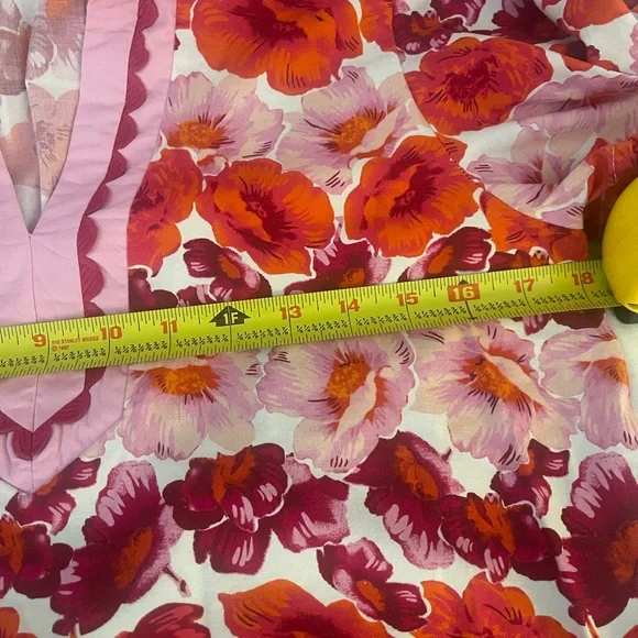 ENTRO Floral Puff Sleeve Blouse / Pink and Red/ Size M - Picture 7 of 8